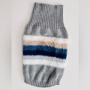 HARRY BARKER Fuzzy Grey & Blue Dog Sweater w Turtleneck
